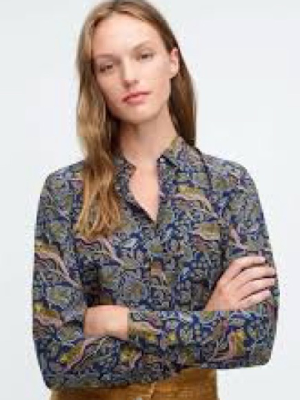 J. Crew Botanical Cheetah Print Silk Button-Up Blouse Top Size 4
